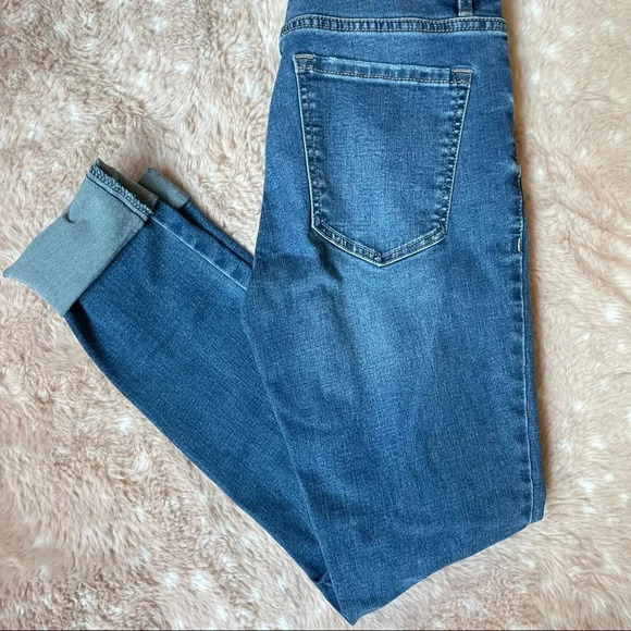 GARAGE High Rise Distressed Raw Hem Skinny Jeggings in Mudhoney Blue Size 7 - Picture 15 of 15